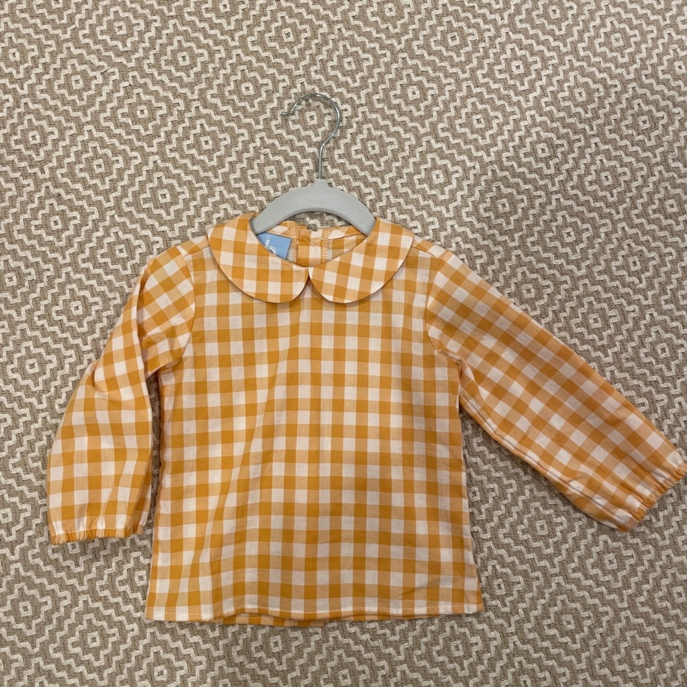 Gingham Checkered Kids Shirt - Orange
